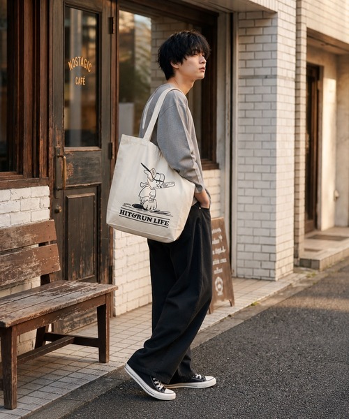 Rawlings(ローリングス)の「【Rawlings/ローリングス】BASEBALL BOY TOTE /キャンバストートバッグ ロゴプリント(トートバッグ・レディース・ブラック/オフホワイト・FREE)」の3枚目の写真