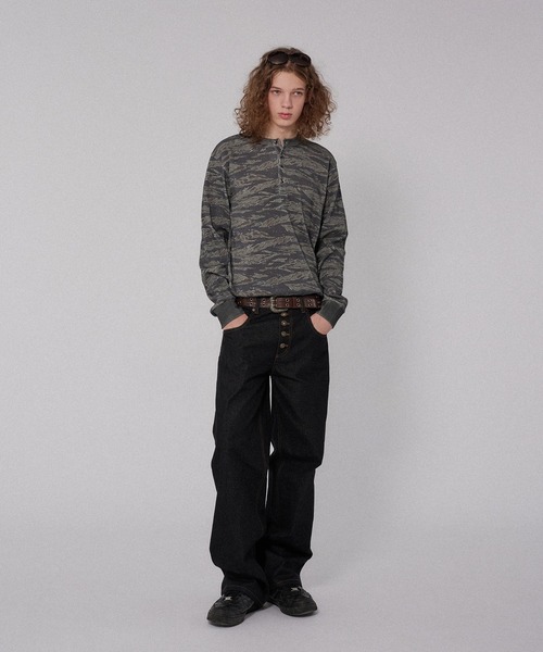 WISH FOR EVER（ウィッシュフォーエバー）の「ASSORT DRAW CODE HENRY NECK THERMAL LONG SLEEVE / アソートドローコードヘンリーネックサーマルロングスリーブ（Tシャツ/カットソー・メンズ・グリーン系その他/ブラック/グリーン/グレー/リアルツリーカモ/ピンク・SMALL/MEDIUM/LARGE）」の10枚目の写真