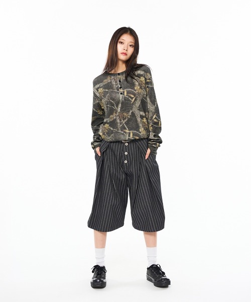 WISH FOR EVER（ウィッシュフォーエバー）の「ASSORT DRAW CODE HENRY NECK THERMAL LONG SLEEVE / アソートドローコードヘンリーネックサーマルロングスリーブ（Tシャツ/カットソー・メンズ・グリーン系その他/ブラック/グリーン/グレー/リアルツリーカモ/ピンク・SMALL/MEDIUM/LARGE）」の12枚目の写真