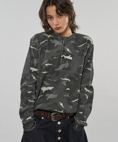 WISH FOR EVER（ウィッシュフォーエバー）の「ASSORT DRAW CODE HENRY NECK THERMAL LONG SLEEVE / アソートドローコードヘンリーネックサーマルロングスリーブ（Tシャツ/カットソー・メンズ・グリーン系その他/ブラック/グリーン/グレー/リアルツリーカモ/ピンク・SMALL/MEDIUM/LARGE）」の21枚目の写真