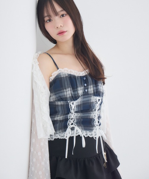 ems excite(エムズエキサイト)の「レースアップキャミ&カーデSET(シャツ/ブラウス・レディース・ブラウン系その他4/ブルー系その他2/ブラック系その他・FREE)」の15枚目の写真