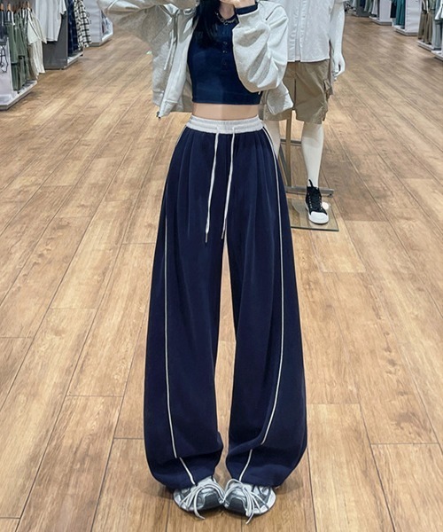 Miniministore(ミニミニストア)の「配色ラインスウェットパンツ ワイドパンツ(スウェットパンツ・レディース・ブラック/ネイビー/グレー・FREE)」の16枚目の写真
