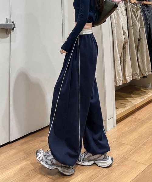 Miniministore(ミニミニストア)の「配色ラインスウェットパンツ ワイドパンツ(スウェットパンツ・レディース・ブラック/ネイビー/グレー・FREE)」の15枚目の写真