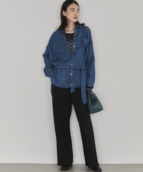 Doux archives(ドゥアルシーヴ)の「ストレッチレースTOPS(Tシャツ/カットソー・レディース・ダークブラウン/オフホワイト/ブラック・FREE)」の13枚目の写真