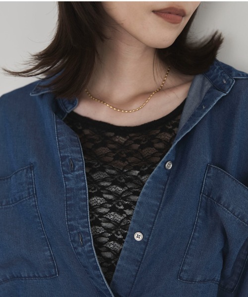 Doux archives(ドゥアルシーヴ)の「ストレッチレースTOPS(Tシャツ/カットソー・レディース・ダークブラウン/オフホワイト/ブラック・FREE)」の20枚目の写真