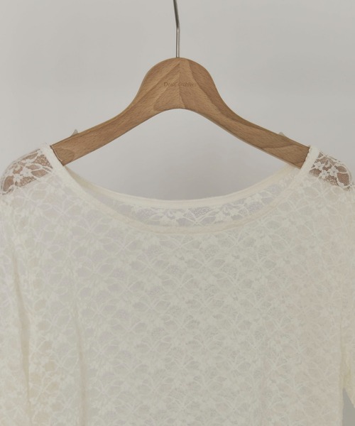 Doux archives(ドゥアルシーヴ)の「ストレッチレースTOPS(Tシャツ/カットソー・レディース・ダークブラウン/オフホワイト/ブラック・FREE)」の4枚目の写真