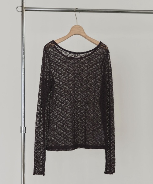 Doux archives(ドゥアルシーヴ)の「ストレッチレースTOPS(Tシャツ/カットソー・レディース・ダークブラウン/オフホワイト/ブラック・FREE)」の8枚目の写真