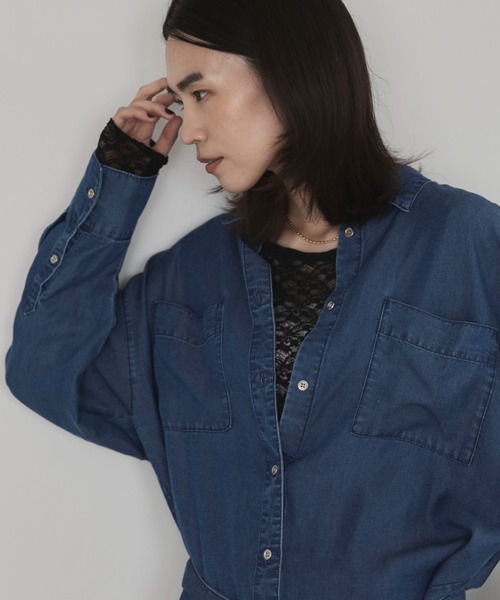 Doux archives(ドゥアルシーヴ)の「ストレッチレースTOPS(Tシャツ/カットソー・レディース・ダークブラウン/オフホワイト/ブラック・FREE)」の18枚目の写真