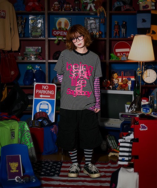 SAGE(セージ)の「SAGE / セイジ being sage Striped S/S Tee(Tシャツ/カットソー・メンズ・ブラック/ピンク・LARGE/MEDIUM)」の9枚目の写真
