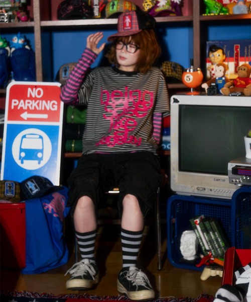 SAGE(セージ)の「SAGE / セイジ being sage Striped S/S Tee(Tシャツ/カットソー・メンズ・ブラック/ピンク・LARGE/MEDIUM)」の10枚目の写真