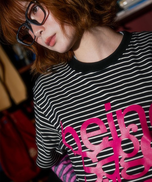 SAGE(セージ)の「SAGE / セイジ being sage Striped S/S Tee(Tシャツ/カットソー・メンズ・ブラック/ピンク・LARGE/MEDIUM)」の12枚目の写真