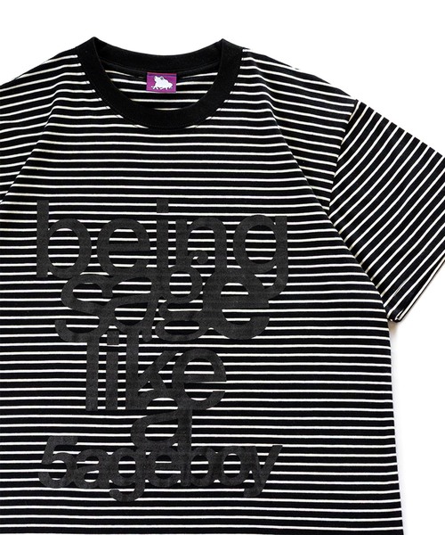SAGE(セージ)の「SAGE / セイジ being sage Striped S/S Tee(Tシャツ/カットソー・メンズ・ブラック/ピンク・LARGE/MEDIUM)」の7枚目の写真