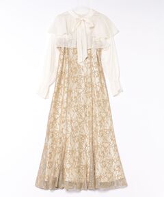 【form formaオリジナル】2wayリボンブラウス・レースキャミドレス セット/パーティードレス/結婚式/パーティー/お呼ばれ
