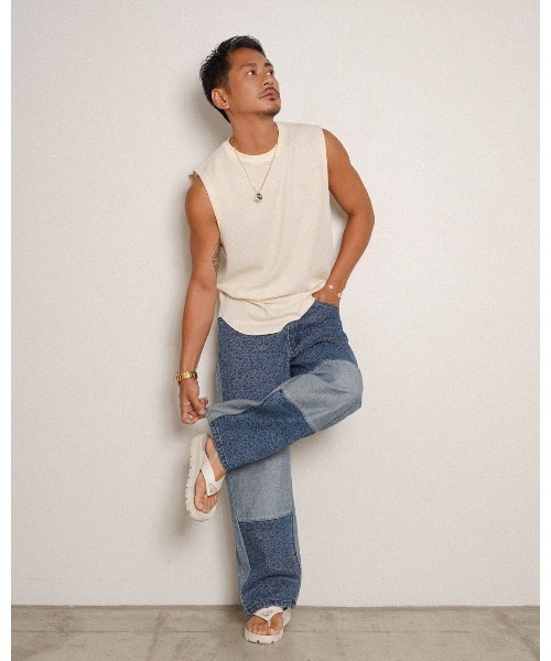 #Re:room（リルーム）の「レオパードパターンワイドデニムパンツ（デニムパンツ・メンズ・ブルー/ブラック・SMALL/MEDIUM/LARGE）」の3枚目の写真