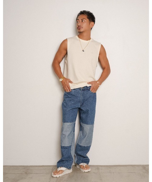 #Re:room（リルーム）の「レオパードパターンワイドデニムパンツ（デニムパンツ・メンズ・ブルー/ブラック・SMALL/MEDIUM/LARGE）」の4枚目の写真
