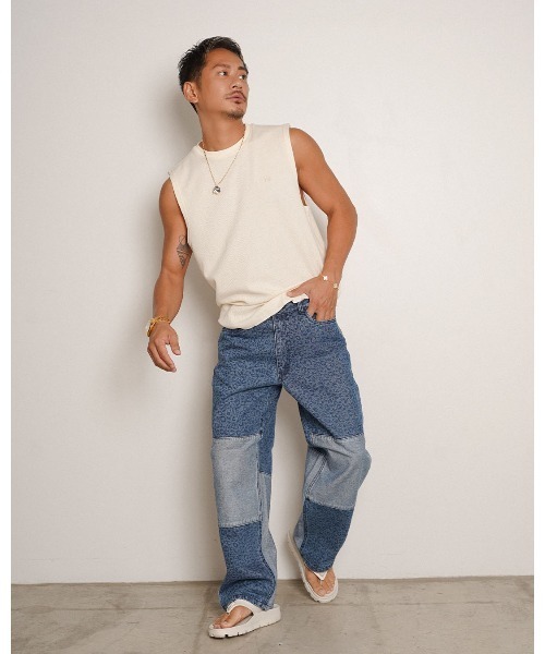 #Re:room（リルーム）の「レオパードパターンワイドデニムパンツ（デニムパンツ・メンズ・ブルー/ブラック・SMALL/MEDIUM/LARGE）」の5枚目の写真