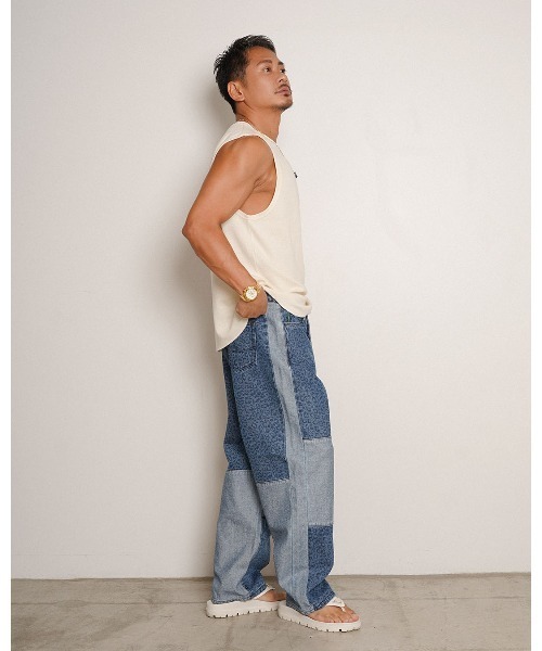 #Re:room（リルーム）の「レオパードパターンワイドデニムパンツ（デニムパンツ・メンズ・ブルー/ブラック・SMALL/MEDIUM/LARGE）」の6枚目の写真