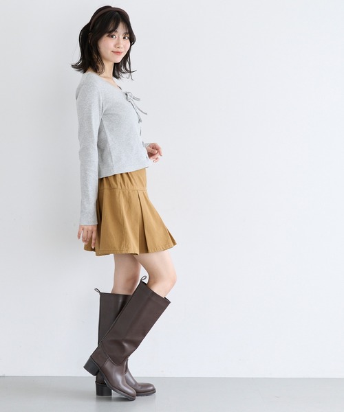 coca（coca）（コカ）の「ユース　ベルトタックミニスカート（スカート・レディース・ベージュ/カーキ・S/M/L）」の7枚目の写真