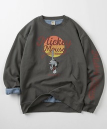 【71】【Disney/ディズニー】 ミッキーマウス 裏配色 レトロプリント クルーネック アメカジ スウェット/オーバーサイズ/古着風/古着MIX/ユニセックス/レディース/メンズ