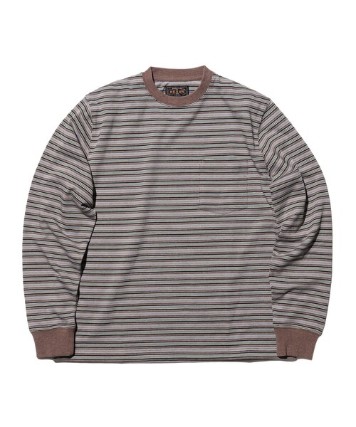 BEAMS PLUS（ビームスプラス）の「Pocket Tee Multi Stripe②（Tシャツ/カットソー・メンズ・ブラウン/ブルー・X-LARGE/LARGE/MEDIUM/SMALL）」の3枚目の写真