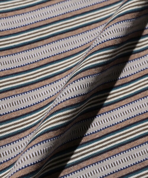 BEAMS PLUS（ビームスプラス）の「Pocket Tee Multi Stripe②（Tシャツ/カットソー・メンズ・ブラウン/ブルー・X-LARGE/LARGE/MEDIUM/SMALL）」の6枚目の写真