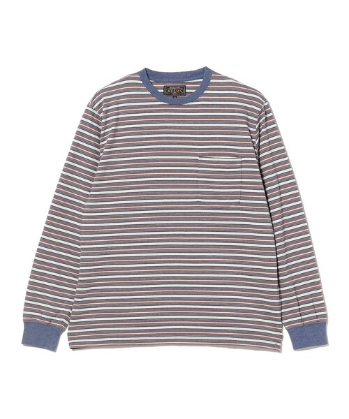 BEAMS PLUS（ビームスプラス）の「Pocket Tee Multi Stripe②（Tシャツ/カットソー・メンズ・ブラウン/ブルー・X-LARGE/LARGE/MEDIUM/SMALL）」の10枚目の写真
