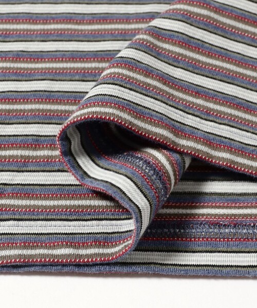 BEAMS PLUS（ビームスプラス）の「Pocket Tee Multi Stripe②（Tシャツ/カットソー・メンズ・ブラウン/ブルー・X-LARGE/LARGE/MEDIUM/SMALL）」の14枚目の写真