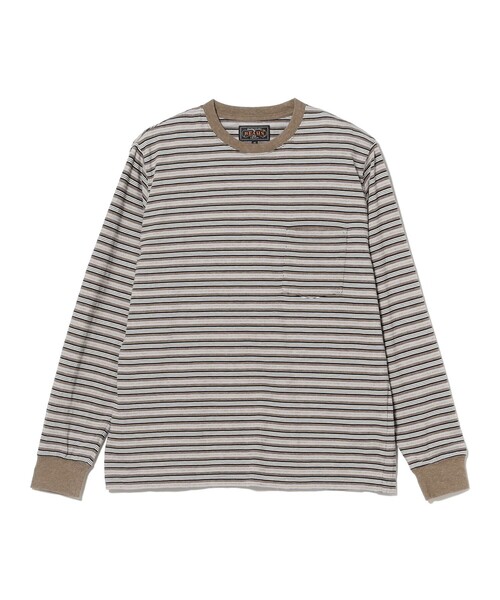 BEAMS PLUS（ビームスプラス）の「Pocket Tee Multi Stripe②（Tシャツ/カットソー・メンズ・ブラウン/ブルー・X-LARGE/LARGE/MEDIUM/SMALL）」の16枚目の写真