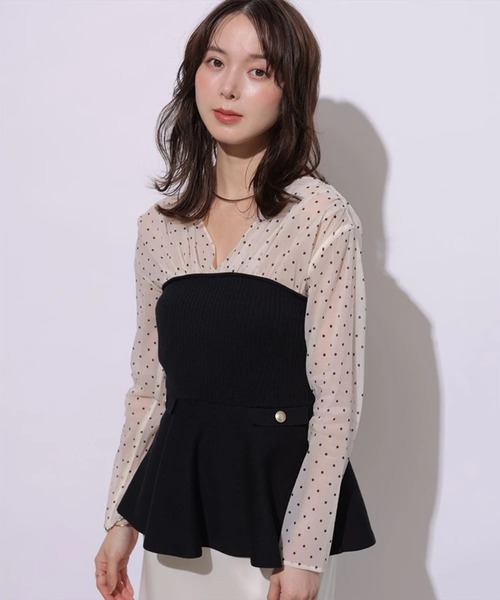 Mystrada(マイストラーダ)の「長袖ペプラムドッキングニット(ニット/セーター・レディース・オフホワイト/ドット・36/38)」の13枚目の写真
