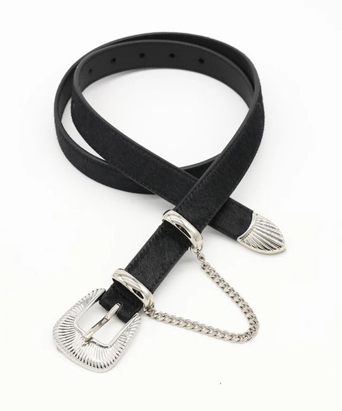 JIEDA(ジエダ)の「JIEDA / ジエダ HAIRCALF WESTERN BELT(ベルト・メンズ・キャメル/ブラック・FREE)」の1枚目の写真