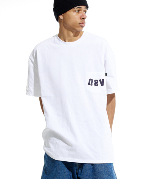 CREAM SODA LAB(クリームソーダラボ)の「リバースUSAオーバーサイズヘビーウェイトポケット半袖Tシャツホワイト(Tシャツ/カットソー・メンズ・その他・LARGE/X-LARGE/MEDIUM)」の1枚目の写真
