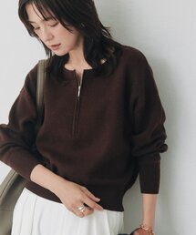 スウェットライクハーフZIPニット(オフィスカジュアル/秋服)