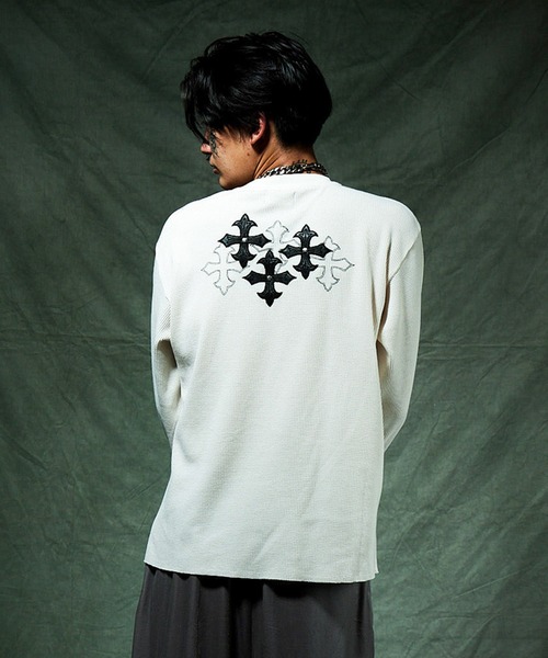SUPPLIER（サプライヤー）の「ロンT｜Multiple Cross Thermal Long Sleeve Tee｜SUPPLIER（Tシャツ/カットソー・メンズ・ブラック/オフホワイト・MEDIUM/LARGE/X-LARGE/SMALL）」の2枚目の写真
