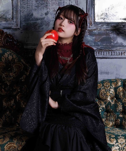 NIBBLE POISON(ニブルポイズン)の「キモノデザインレイヤードBL(シャツ/ブラウス・レディース・ワイン/ブラック・MEDIUM)」の1枚目の写真