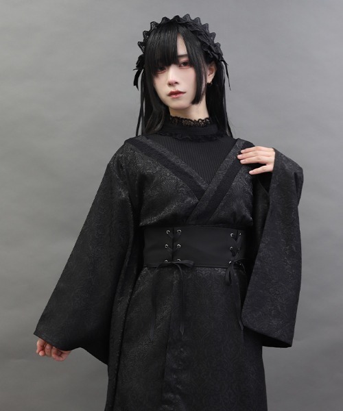 NIBBLE POISON(ニブルポイズン)の「キモノデザインレイヤードBL(シャツ/ブラウス・レディース・ワイン/ブラック・MEDIUM)」の3枚目の写真