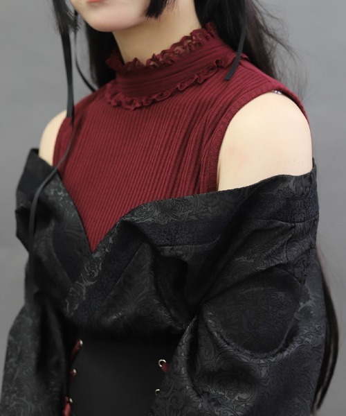NIBBLE POISON(ニブルポイズン)の「キモノデザインレイヤードBL(シャツ/ブラウス・レディース・ワイン/ブラック・MEDIUM)」の8枚目の写真