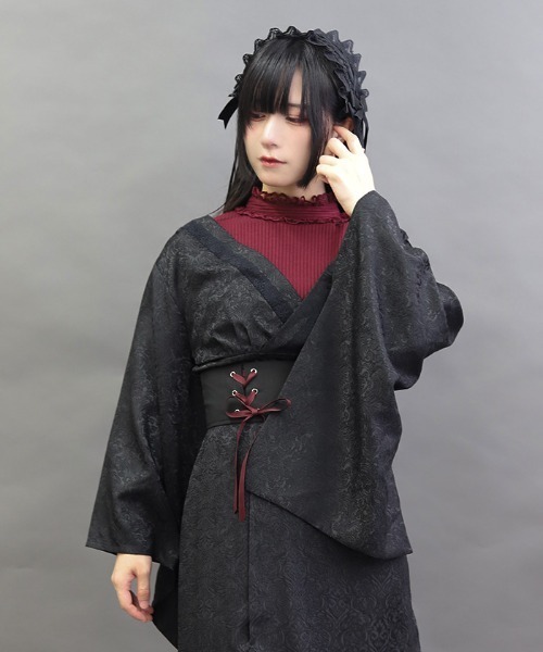 NIBBLE POISON(ニブルポイズン)の「キモノデザインレイヤードBL(シャツ/ブラウス・レディース・ワイン/ブラック・MEDIUM)」の9枚目の写真