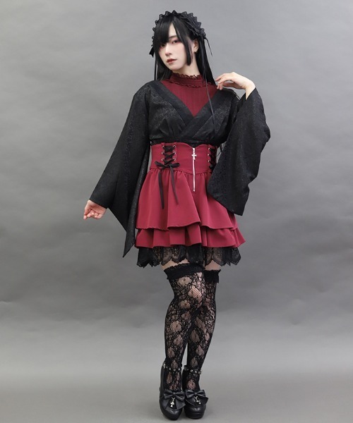 NIBBLE POISON(ニブルポイズン)の「キモノデザインレイヤードBL(シャツ/ブラウス・レディース・ワイン/ブラック・MEDIUM)」の10枚目の写真