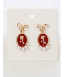 【88eighty-eight】レトロアンティーク薔薇パールリボンピアス【import】(MA)
