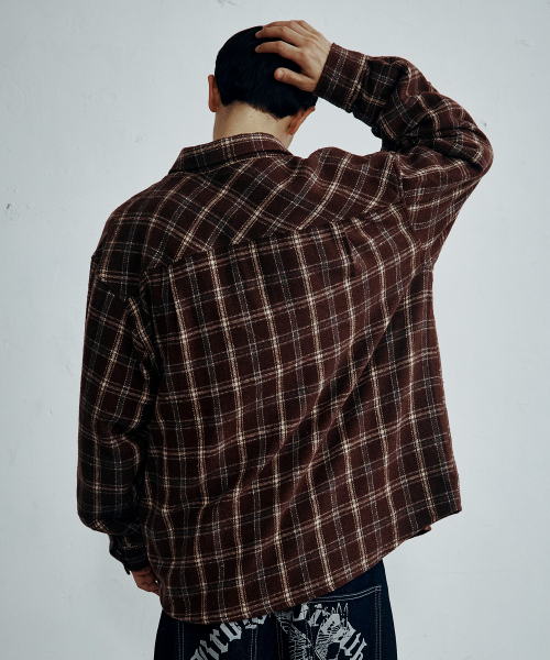 BROWNBREATH(ブラウンブレス)の「タグブラッシュチェックシャツ(シャツ/ブラウス・レディース・ネイビー/ブラウン・MEDIUM/SMALL/LARGE/X-LARGE)」の7枚目の写真