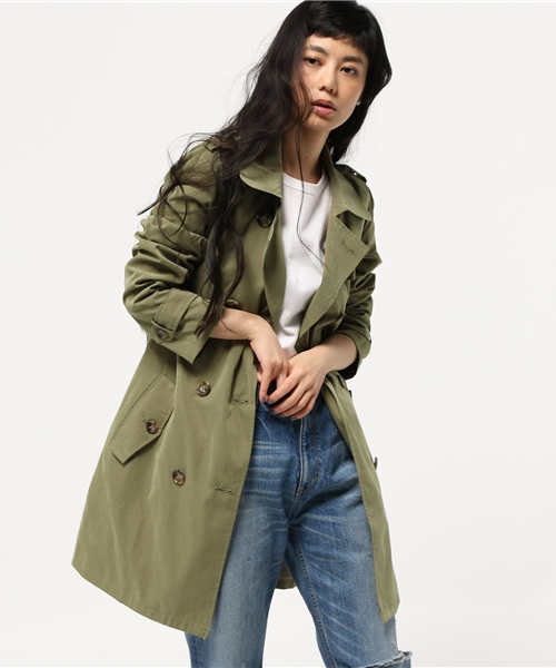 VENCEEXCHANGE(ヴァンスエクスチェンジ)の「Eピーチ トレンチコート(トレンチコート・レディース・オフホワイト/ダークグリーン/ベージュ・LARGE/MEDIUM)」の3枚目の写真