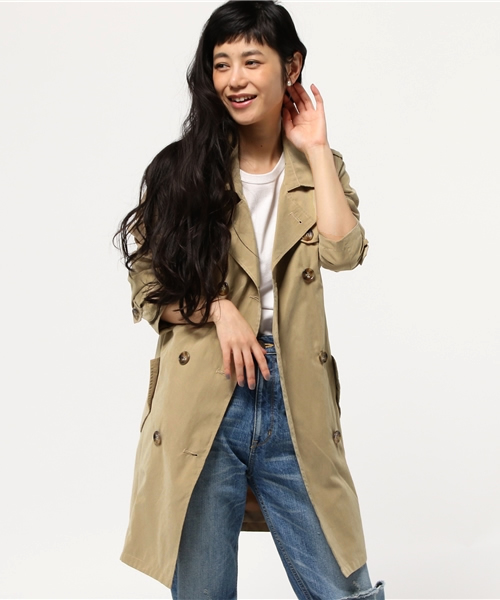 VENCEEXCHANGE(ヴァンスエクスチェンジ)の「Eピーチ トレンチコート(トレンチコート・レディース・オフホワイト/ダークグリーン/ベージュ・LARGE/MEDIUM)」の13枚目の写真