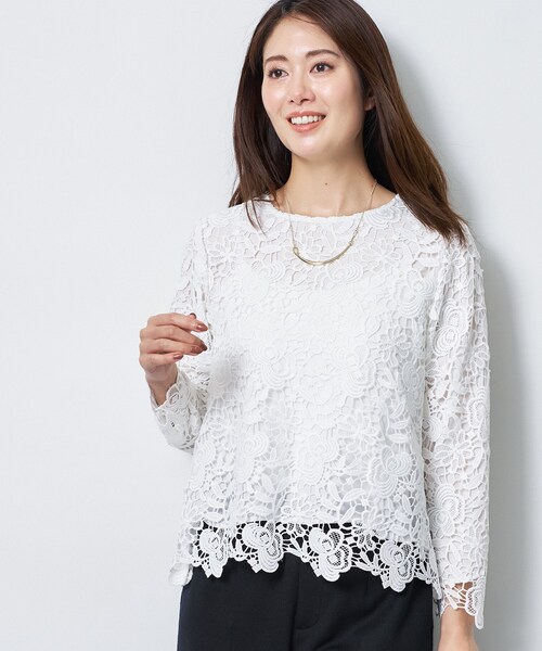Reflect（リフレクト）の「【SS-4Lサイズ／通勤／セレモニー】ケミカルレースブラウス（シャツ/ブラウス・レディース・ネイビー/ホワイト・17/05/15 /11/09/07/13）」の5枚目の写真