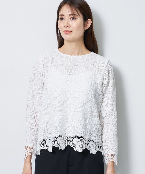 Reflect（リフレクト）の「【SS-4Lサイズ／通勤／セレモニー】ケミカルレースブラウス（シャツ/ブラウス・レディース・ネイビー/ホワイト・17/05/15 /11/09/07/13）」の14枚目の写真