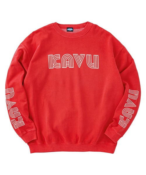 KAVU(カブー)の「KAVU/カブー Sleeve Print Sweat (Pigment)/スリーブプリント スウェット(ピグメント)(スウェット・メンズ・パープル/レッド/ブラック・MEDIUM/SMALL/LARGE)」の3枚目の写真