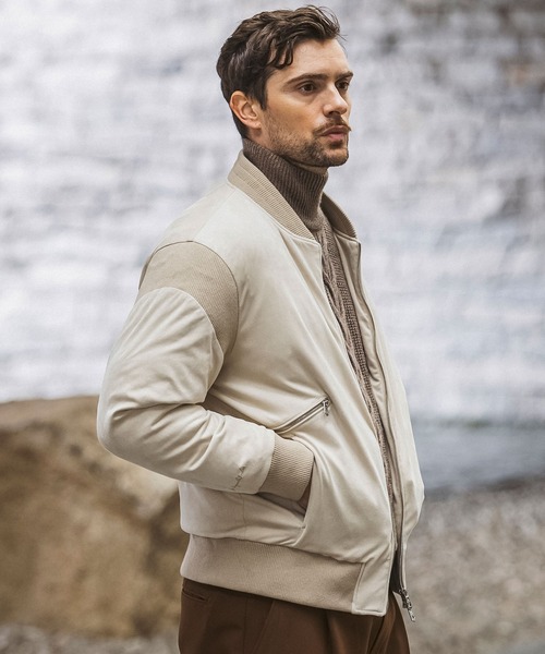 1PIU1UGUALE3  RELAX （ウノピゥウノウグァーレトレ リラックス）の「1PIU1UGUALE3 RELAX(ウノピゥウノウグァーレトレ リラックス)マイクロスウェード テックパデッドブルゾン（ブルゾン・メンズ・ベージュ/カーキ/ブラック・M/S/XXL/XL/L）」の11枚目の写真