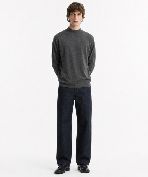 DE GRAND MATIN(ディグランドマーティン)の「エッセンシャル ソフト モックネック ニット グレー(ニット/セーター・メンズ・グレー/チャコール/ブラック/アイボリー・MEDIUM/LARGE)」の9枚目の写真