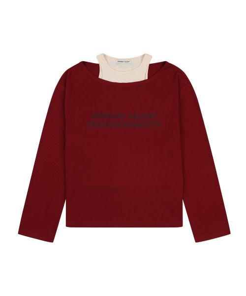 ORDINARY HOLIDAY（オーディナリー ホリデー）の「オフショルダー ルーズフィット セット [RED]（Tシャツ/カットソー・レディース・その他・MEDIUM/SMALL）」の2枚目の写真