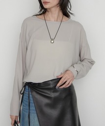 《万能トップス》【JAPAN MADE】ストレッチジョーゼットプルオーバー 秋服 ロンT