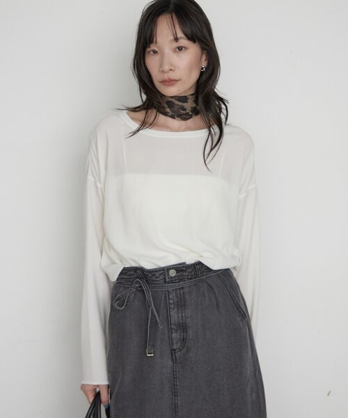 LOUNGEDRESS(ラウンジドレス)の「《万能トップス》【JAPAN MADE】ストレッチジョーゼットプルオーバー 秋服(シャツ/ブラウス・レディース・グレー/オフホワイト/ブラック・FREE)」の16枚目の写真